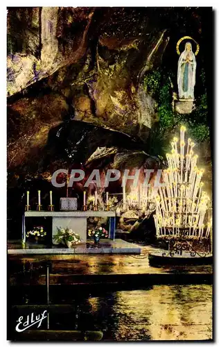 Moderne Karte Lourdes La Grotte Miraculeuse de Nuit
