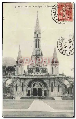 Ansichtskarte AK Lourdes La Basilique et la Rosaire