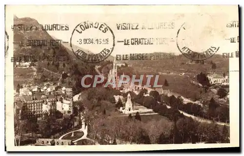 Cartes postales Lourdes Vue d&#39ensemble sur la basilique et le calvaire prise du chateau fort