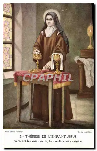 Cartes postales St Therese De L&#39Enfant Jesus preparant les vases sacres