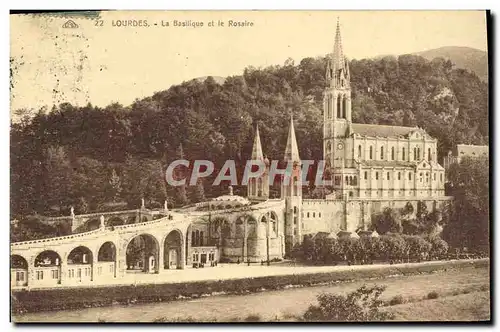 Ansichtskarte AK Lourdes La Basilique et le Rosaire