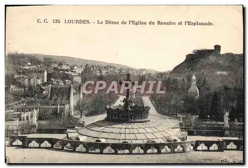 Cartes postales Lourdes Le Dome de L'Eglise du Rosaire et L'Esplanade