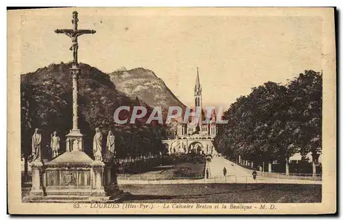 Ansichtskarte AK Lourdes Le Calvaire Breton et la Basilique