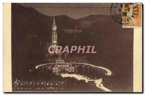 Cartes postales Lourdes Vue de nuit de la basilique