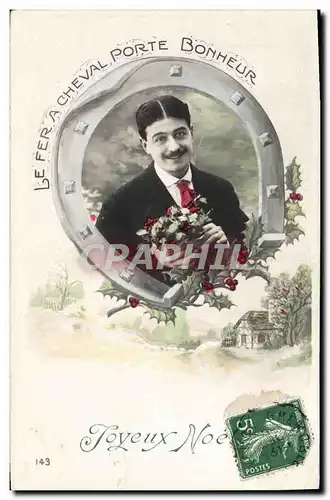 Cartes postales Fantaisie Homme Fer a cheval