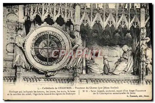 Cartes postales Cathedrale de Chartres Pourtour du Choeur par Jehan Soulas Horloge