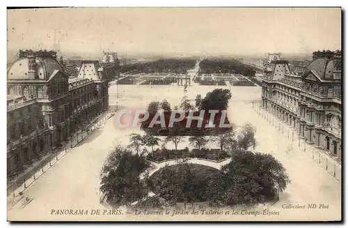 Ansichtskarte AK Paris Panorama De Paris Le Louvre le Jardin des Tuileries et Les Champs Elysees