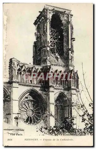 Cartes postales Soissons Facade de La Cathedrale Militaria