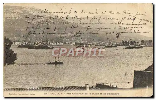 Cartes postales Toulon Vue Generale de la Rade et de L'Escadre Bateaux