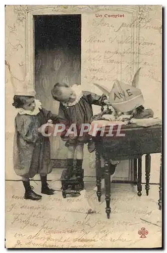 Cartes postales Enfants Un complot Ane