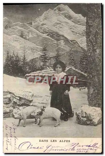 Ansichtskarte AK Dans Les Alpes Enfant Cochon Porc