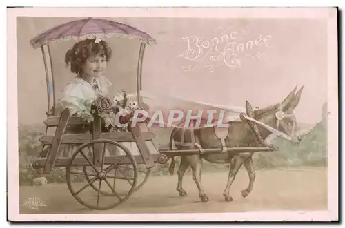 Cartes postales Bonne Annee Enfant Ane Mule