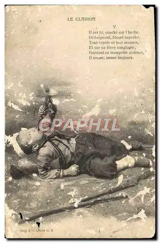 Cartes postales Le Clairon Il est couche sur I'herbe Enfant