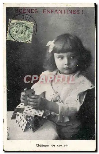 Cartes postales Fantaisie Scenes enfantines Enfant Chateau de cartes