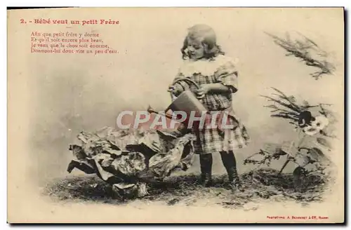 Cartes postales Fantaisie Enfant Bebe veut un petit frere Choux