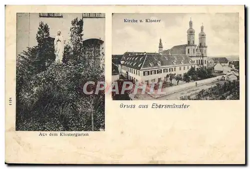 Cartes postales Kirche u Kioster Gruss aus Ebersmunster Aus dem Klostergarten