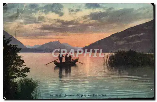 Ansichtskarte AK Sonnenuntergang am Thunersee Peche