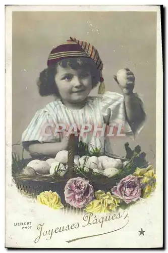 Cartes postales Joyeuses Paques Enfant Oeufs Paques