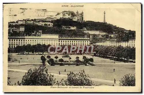 Cartes postales Lyon Illustre Place Bellecour Et coteau De Fourviere