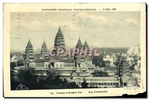 Cartes postales Exposition Coloninale Internationale Paris 1931 Temple D'Angkor Vat Vue d'Ensemble