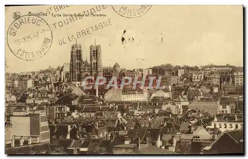 Cartes postales Bruxelles Eglise Sainte Gudule Et Panorama