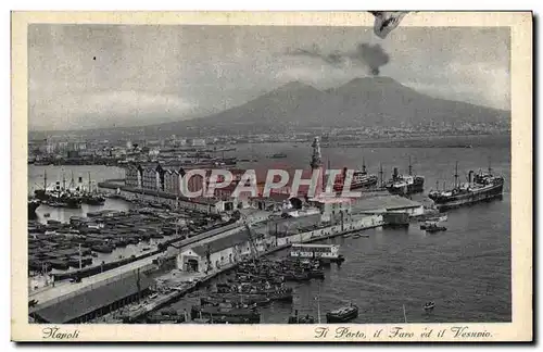 Ansichtskarte AK Napoli Il Porto Il Faro Ed If Vesuvio