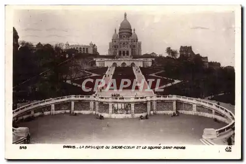 Cartes postales Paris La Basilique Du Sacre Coeur et le square Saint Pierre