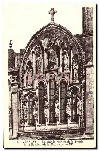 Cartes postales Vezelay La grande verriere de la facade de la basilique de la Madeleine