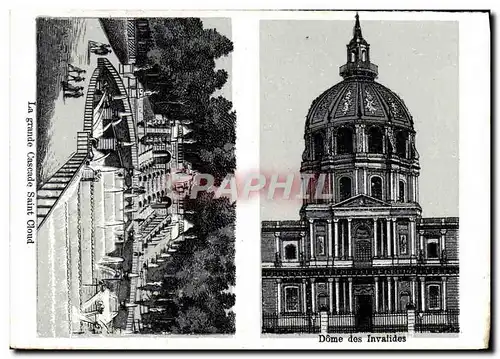 Cartes postales Paris Dome des Invalides La grande cascade de Saint Cloud