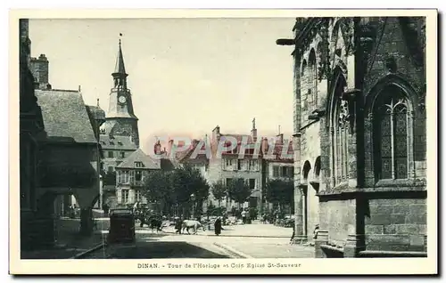 Ansichtskarte AK Dinan Tour de I&#39Horloge et coin Eglise St Sauveur