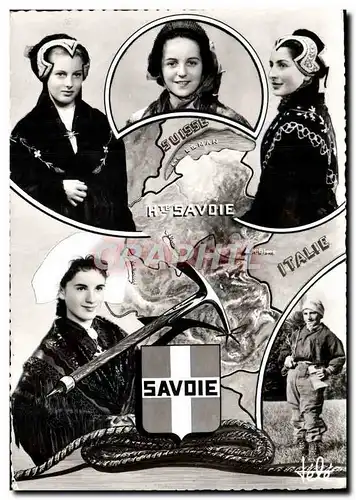 Moderne Karte La Savoie Costumes de Tarentaise Maurienne et le Ramoneur Folklore