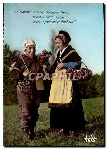 Cartes postales moderne De Savoie que ces quelques fleurs et notre petit Ramoneur vous Apportent le Bonheur Folklore Ram