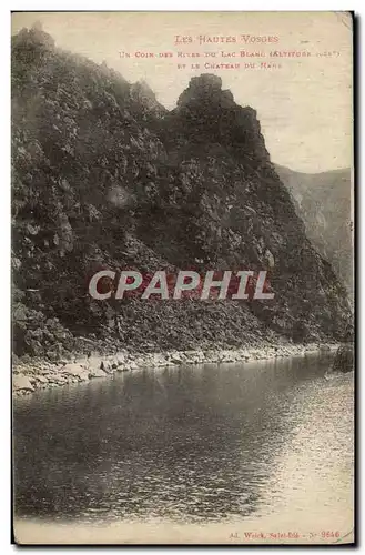 Cartes postales Les Hautes Vosoes Un coin des rives du Lac Blanc et le chateau de Hans