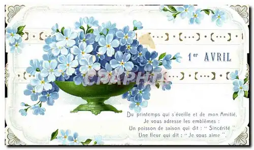 Cartes postales Fantaisie 1er Avril Du printemps qui s&#39eveille et de mon Amitie Fleurs