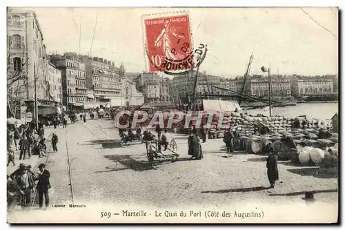 Cartes postales Marseille Le Quai du Port Cote des Augustins Bateaux