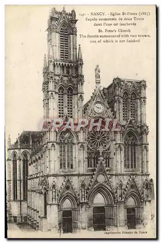 Cartes postales Nancy Eglise St Pierre Facade surmontee de deux Tours