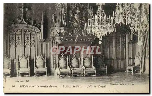 Cartes postales Arras avant la terrible Guerre L'Hotel de Ville Salle du Conseil