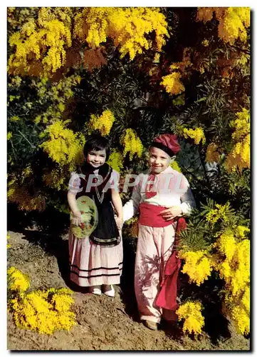 Moderne Karte Cote D&#39Azur Enfants en Costumes Nicois Folklore