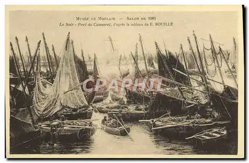 Ansichtskarte AK Musee De Morlaix Salon de 1901 Le Soir Port de Camarel d&#39apres le tableau de Bouille Bateaux