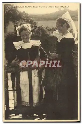 Cartes postales Jeunes filles de Pont Aven d&#39apres le tableau de Bouille Folklore