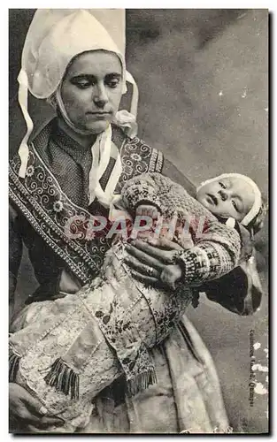 Ansichtskarte AK Un bebe de Plougastel DAoulas Folklore