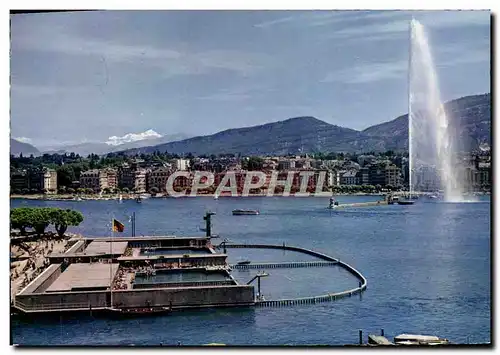 Cartes postales moderne Geneve La Rade le Jet d&#39Eau et le Mont Blanc