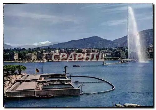 Cartes postales moderne Geneve La Rade le Jet d&#39Eau et le Mont Blanc