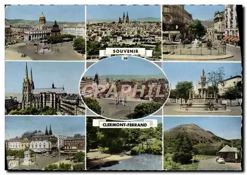 Moderne Karte Souvenir Clermont Ferrand Place de Jaude Vue generale Boulevard Desaix Cathedrale Fontaine d&#39