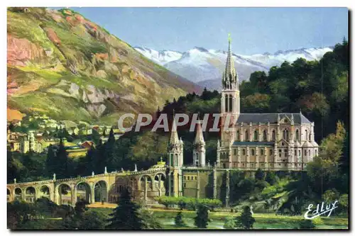 Cartes postales moderne Lourdes La Basilique Et Le pic Du Jer