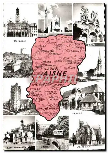 Moderne Karte Laon St Quentin Hirson Guise Chauny La Ferte Milon La Fere Soissons Aisne