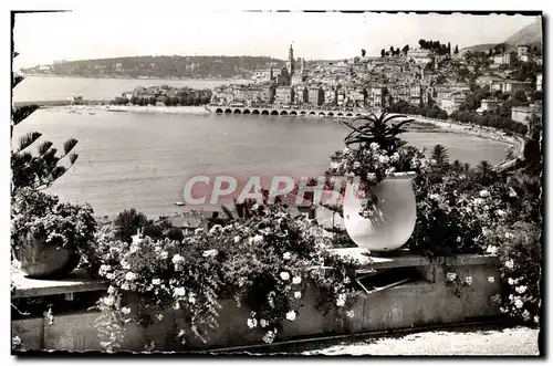 Moderne Karte La Cote d&#39Azur Menton Vue Generale Et le Cap Martin