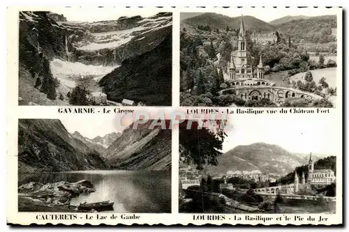 Cartes postales moderne Gavarnie Le Cirque Lourdes La Basilique Vue Du Chateau Fort