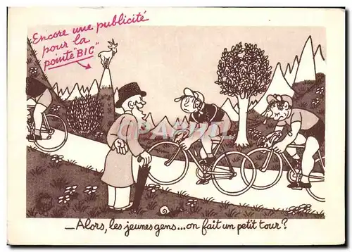 Cartes postales Alors Les Jeumes gens On Fait Um Petit Tour Publicite Bic Velo Cycle