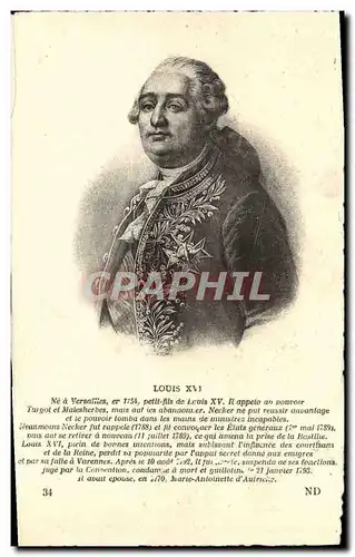 Cartes postales Louis XVI Ne A Versailles Er Petit Fils De Louis XV